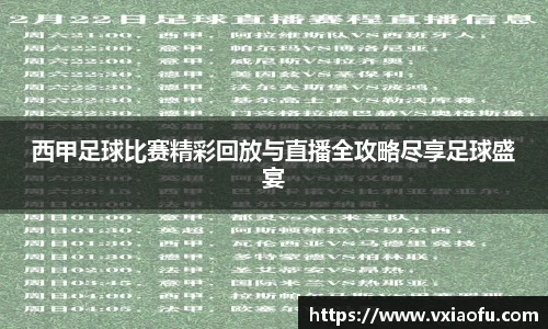 西甲足球比赛精彩回放与直播全攻略尽享足球盛宴