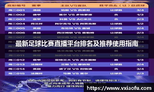 最新足球比赛直播平台排名及推荐使用指南